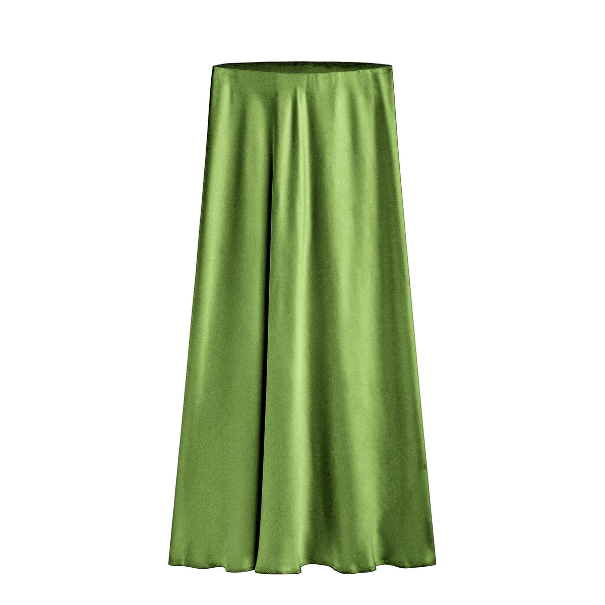 Kvinnors Mellanlång Kjol Med Hög Midja, Elastisk Sned Slits