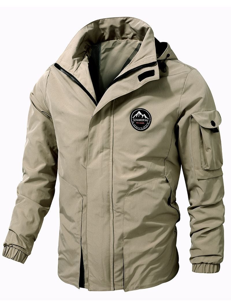 Menā€™S Hooded Jacket Plus Storlek Outdoor Solid Färg Long Sleeve