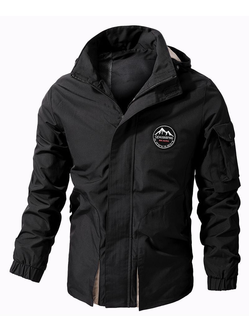 Menā€™S Hooded Jacket Plus Storlek Outdoor Solid Färg Long Sleeve