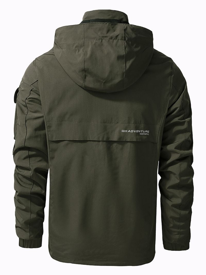 Menā€™S Hooded Jacket Plus Storlek Outdoor Solid Färg Long Sleeve
