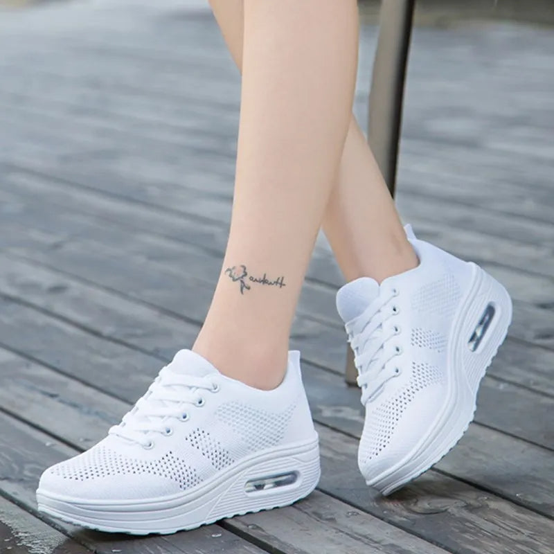 Damsneakers Med Luftkudde I Gel-Innersula Och Brett Stöd