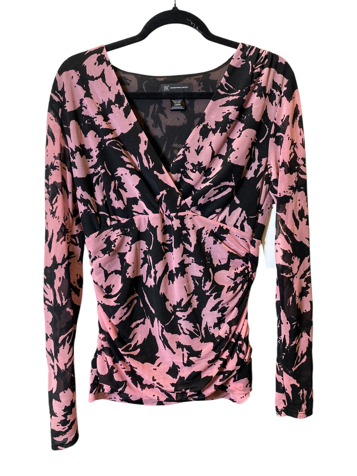 Långärmad Blus För Kvinnor I Svart Och Rosa