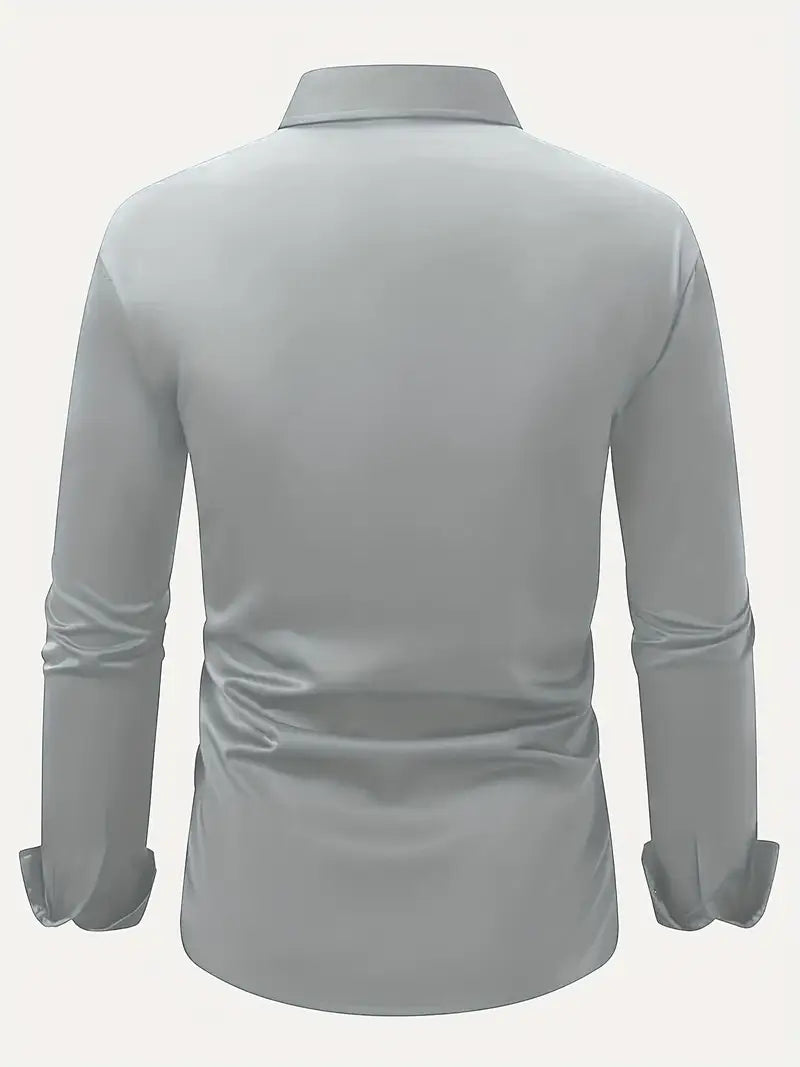 Herrskjorta Långärmad Slim Fit Ventilerande Material