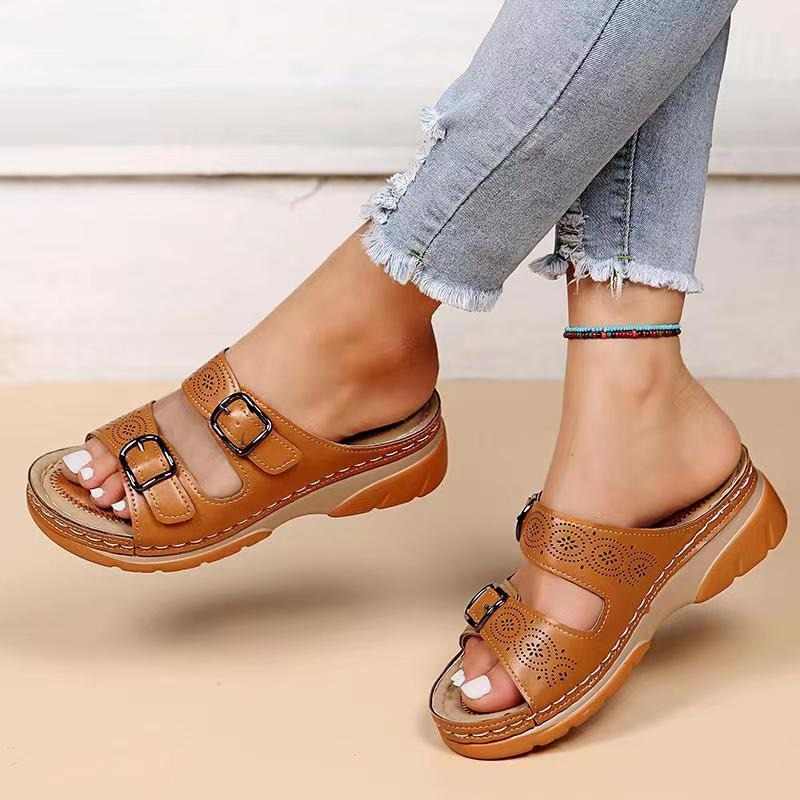 Ortopediska Sandaler För Kvinnor, Sommar, Hålfotsstöd, Bred Passform, Justerbara Remmar