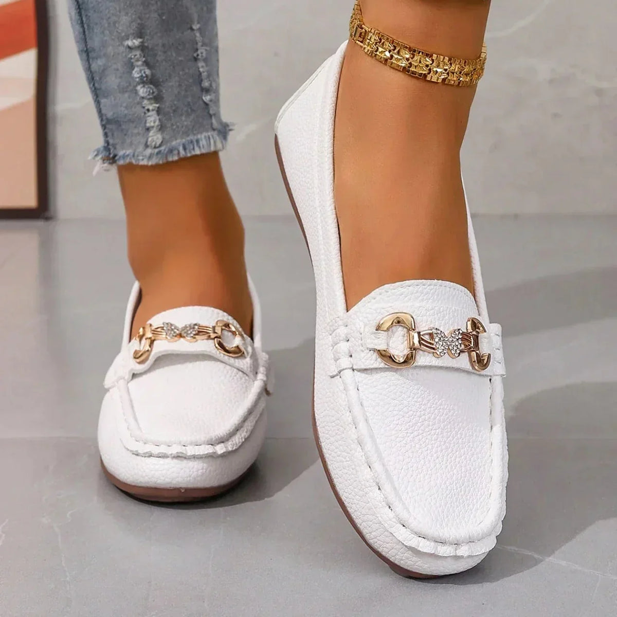 Dam Loafers för Sommaren Slip-On Dämpad Innersula Fjärilsdetalj