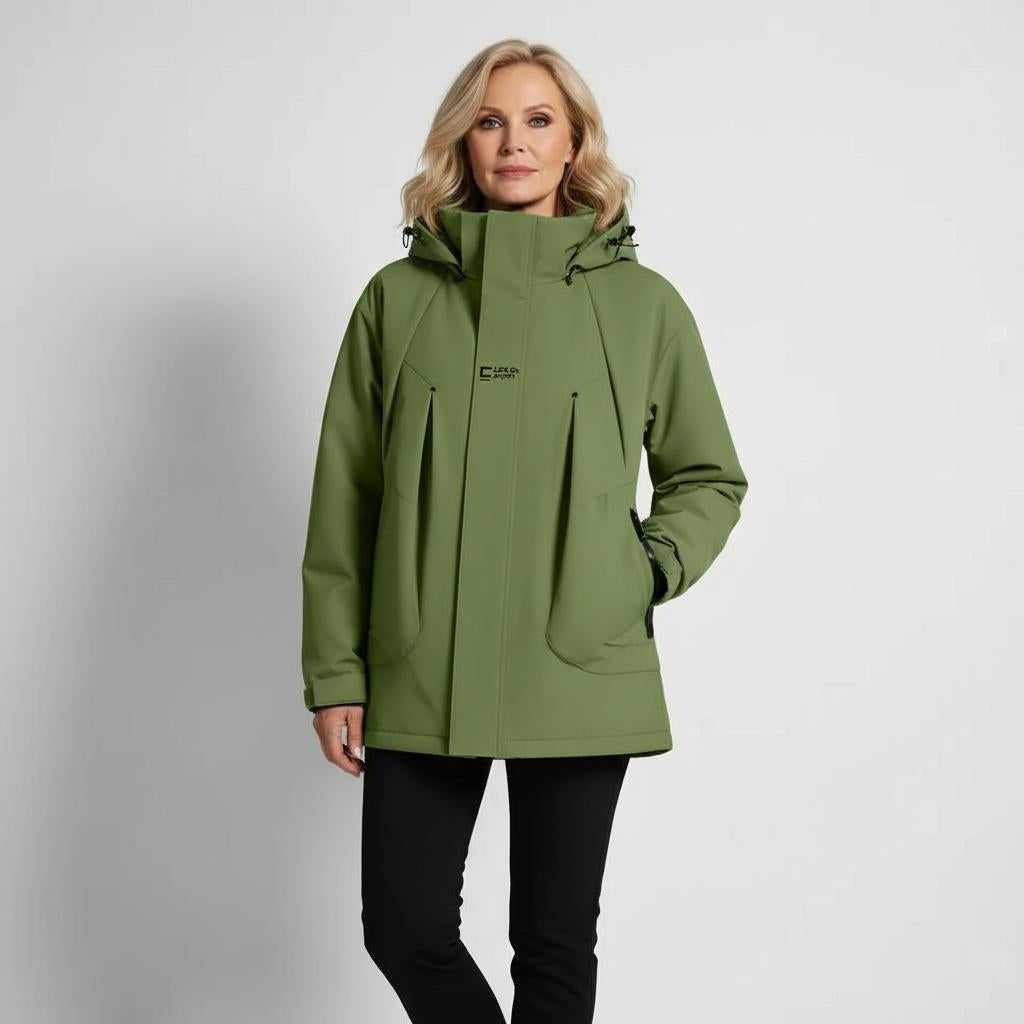 Dam Höstjacka Med Huva Och Vadderad Design