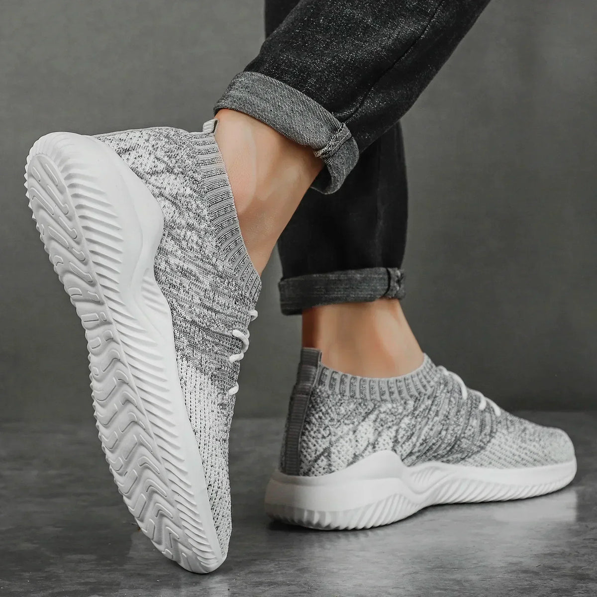 Herr Mesh Sneakers med Stretchkrage och Gummiyttersula