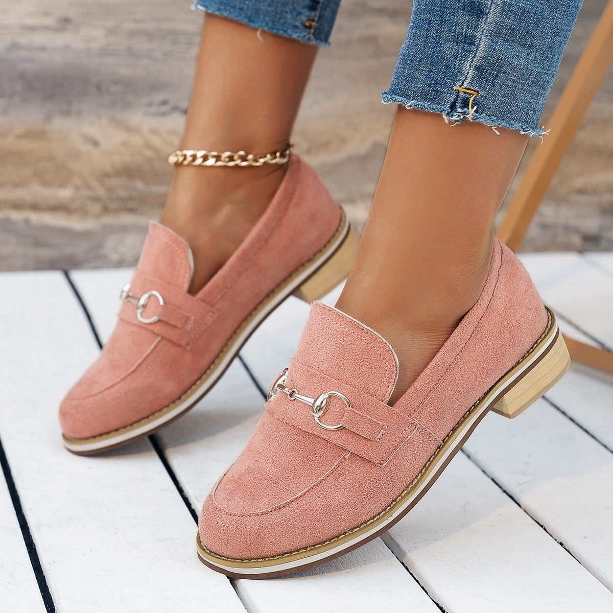 Dam vår Sommar Höst Loafers Med Rund Tå, Stöd För Hålfoten Och 2 CM Plattform