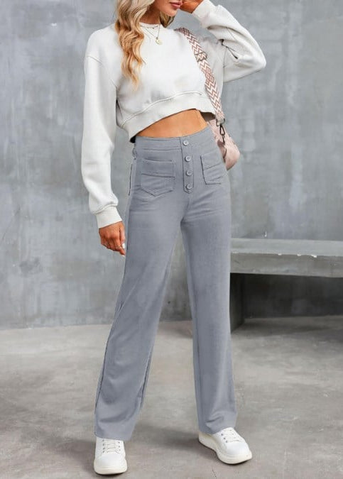 Kvinnobyxor Slim Fit Stretch Med Elastisk Midja