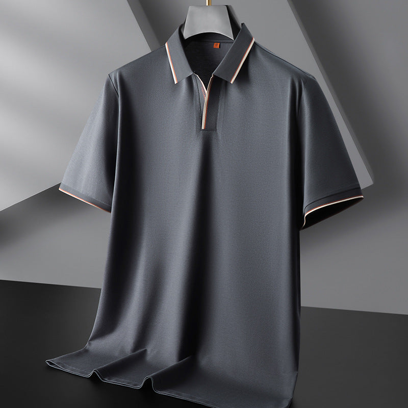 Herr Kort Ärm Topp V-Neck Kontrastpanel Lös Passform