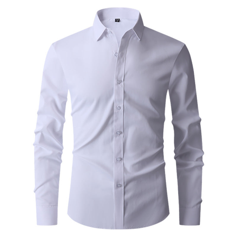 Herrskjorta Med Slim Fit, Långärmad, Vår- Och Höststil, Fyrvägsstretch, Färgblock