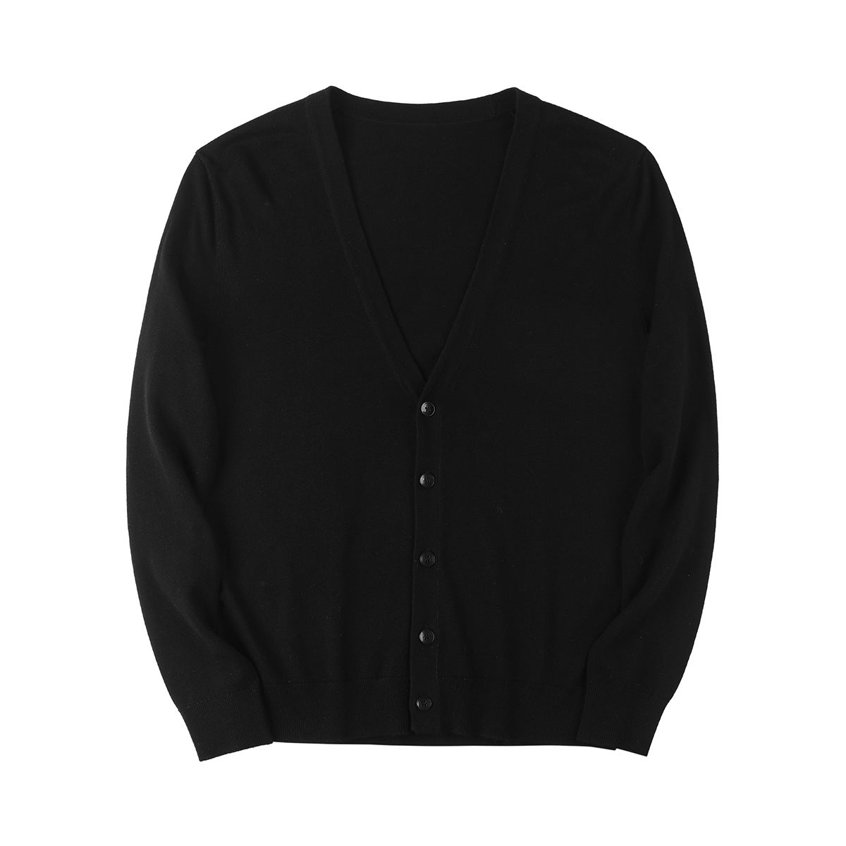 Herrcardigan V-ringad Solid Färg Långärmad