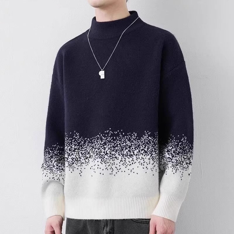 Herrarnas Vintertröja Pullover Gradientfärg Tjock Stickning och Lång Ärm