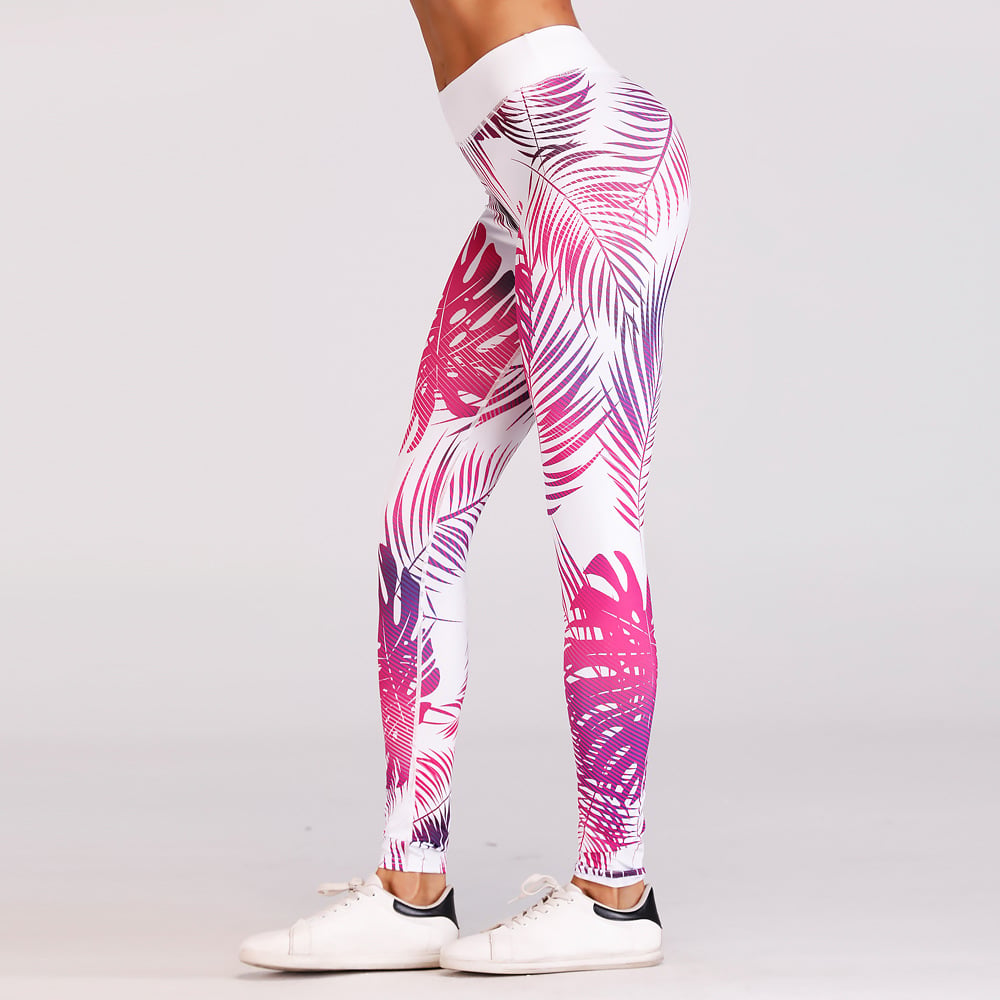 Yogaleggings För Kvinnor, Hög Midja, NIO Längder, Stretchtyg Och Tryckt Design