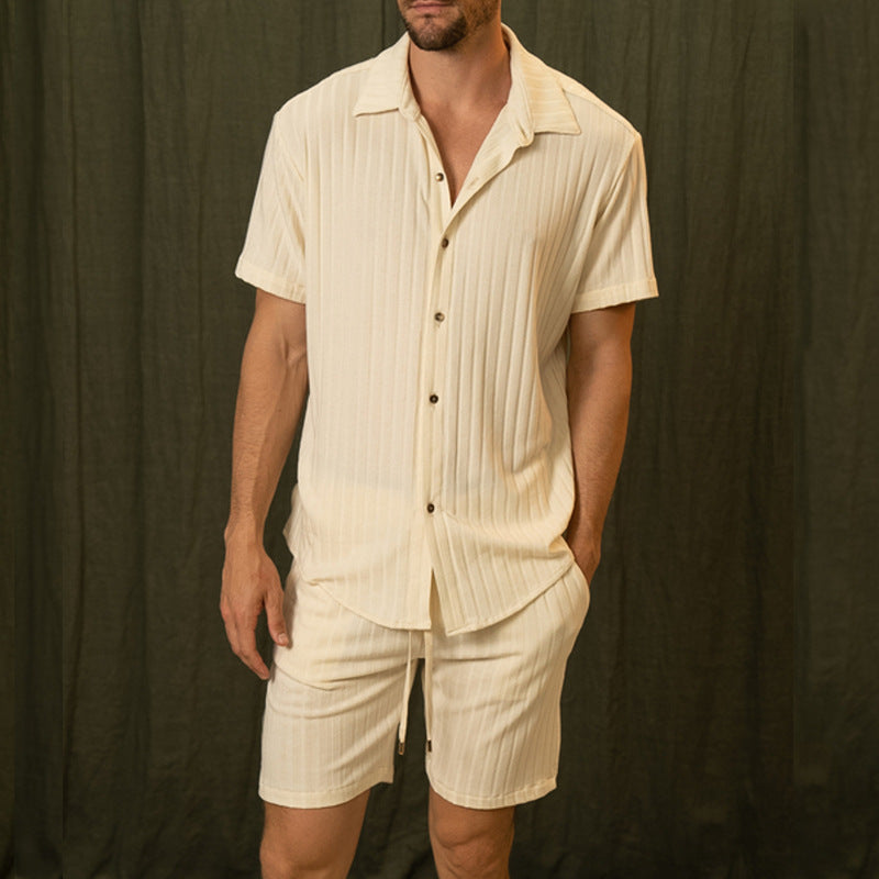 Herr Vårset Två Delar Kortärmad Skjorta och Shorts