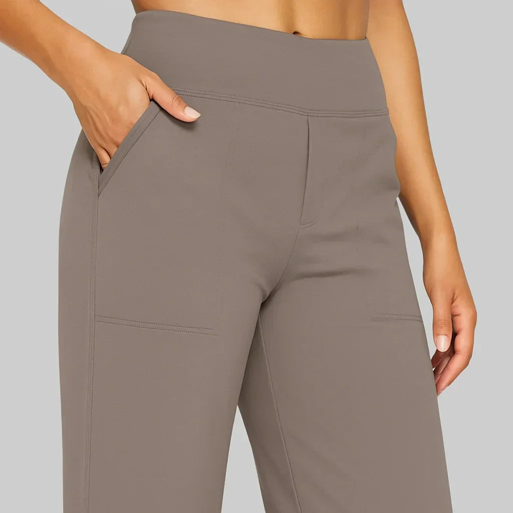 Dam Stretchbyxor Med Hög Midja Och Sidfickor
